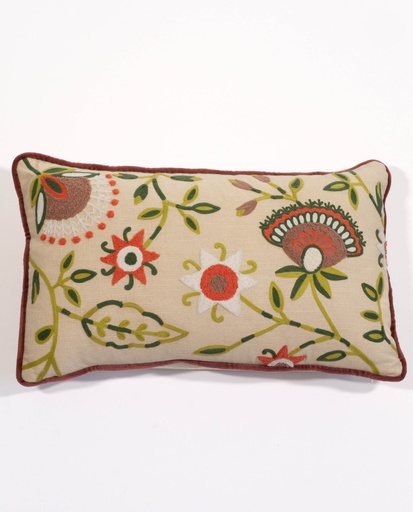 [P0015022] Kissen FANTASIEBLUMEN creme 30x50cm